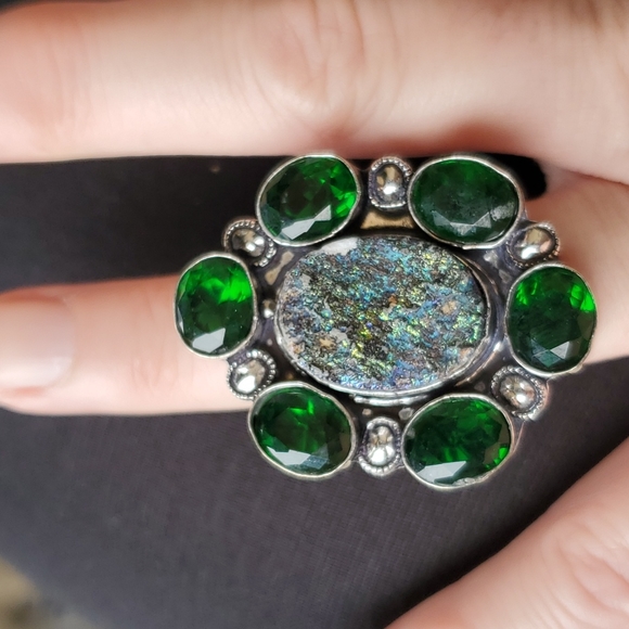 New Chrome Diopside 925 Silver Statement Ring. - Picture 10 of 13